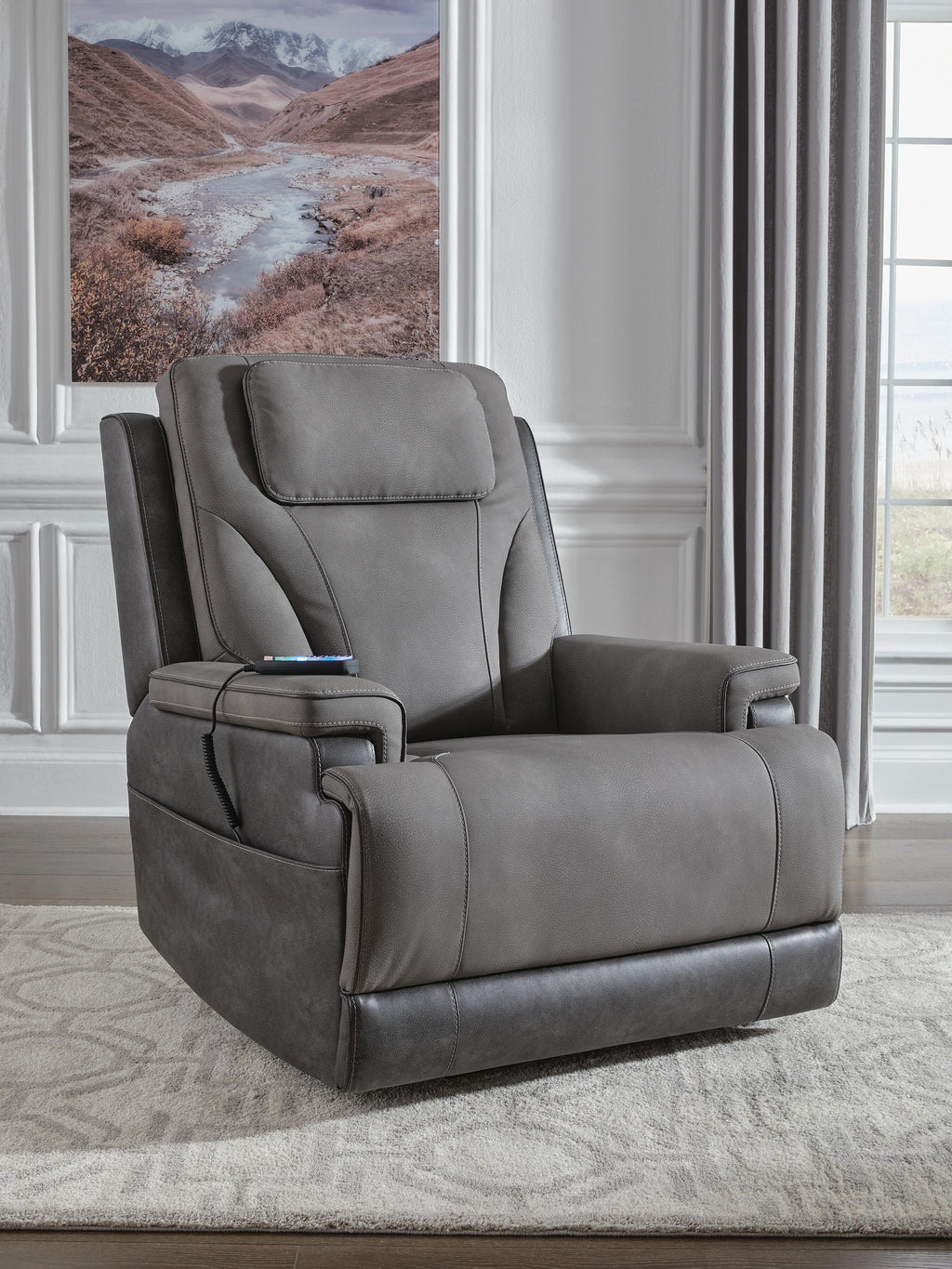 4Z-Peaceful Pause Power Lift Recliner (Black/Gray)