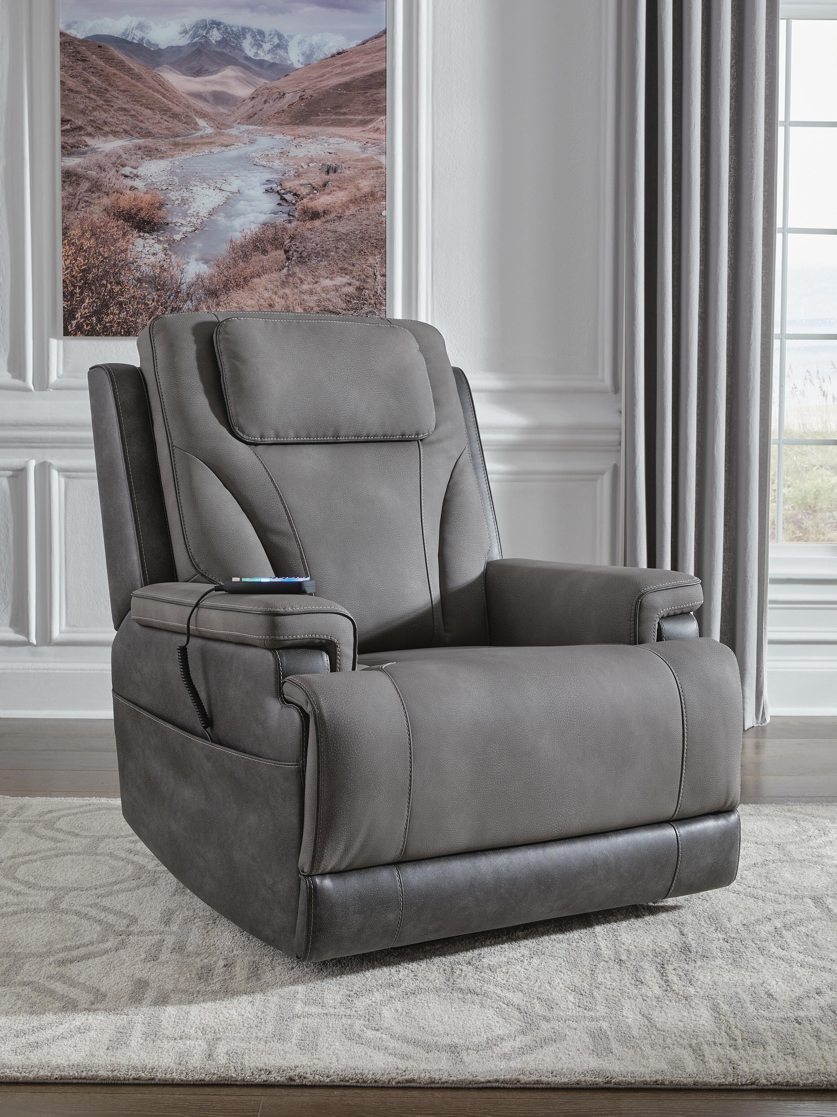 4Z-Peaceful Pause Power Lift Recliner (Black/Gray)