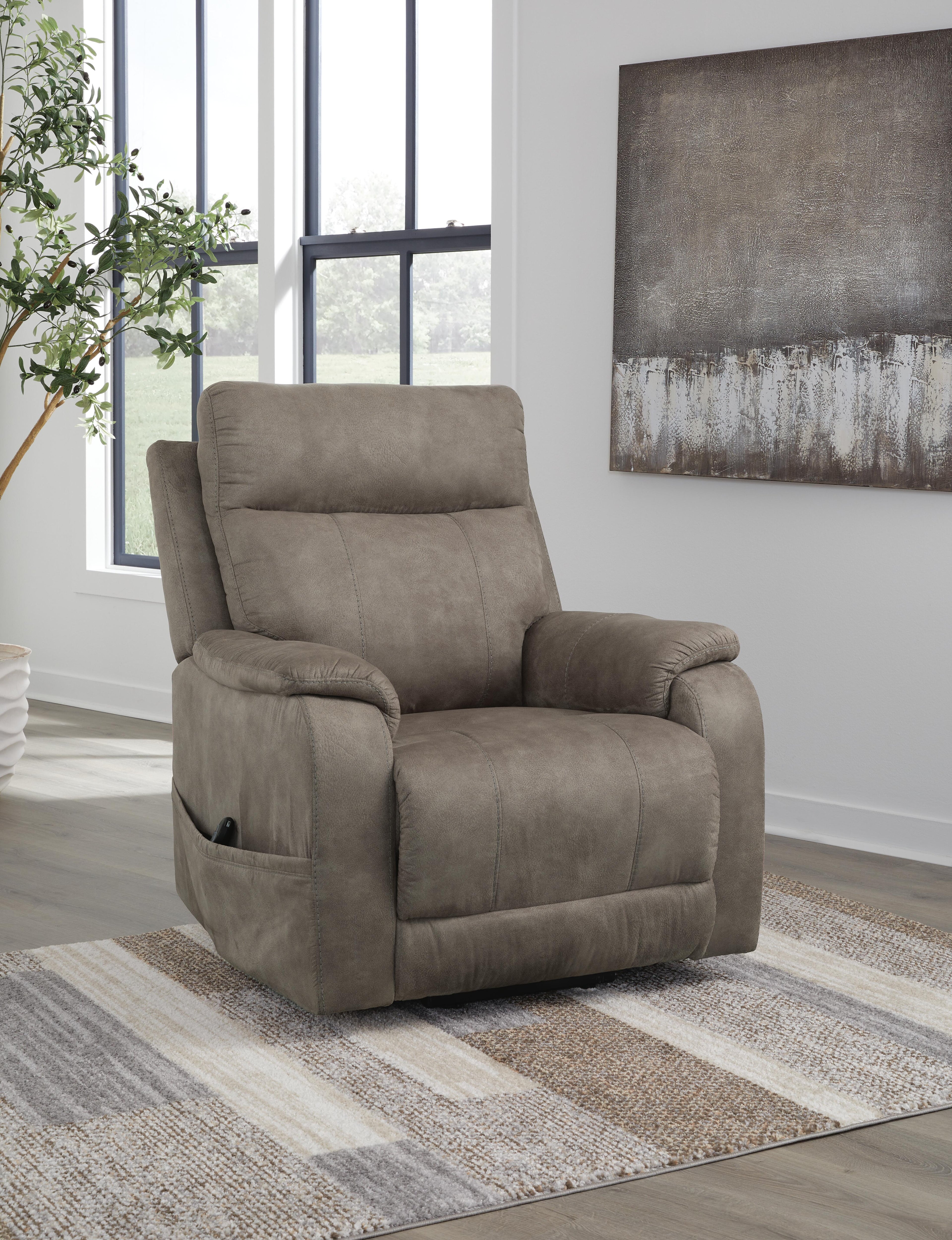 Crestmeade Power Lift Recliner (Black/Gray)