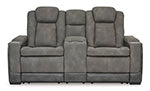 Next-Gen Durapella Power Reclining Loveseat with Console (Black/Gray) 2