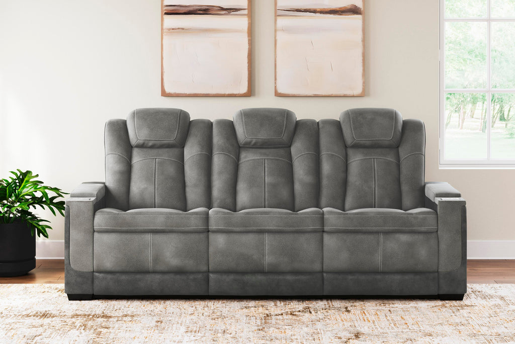 Next-Gen Durapella Power Reclining Sofa (Black/Gray) 2