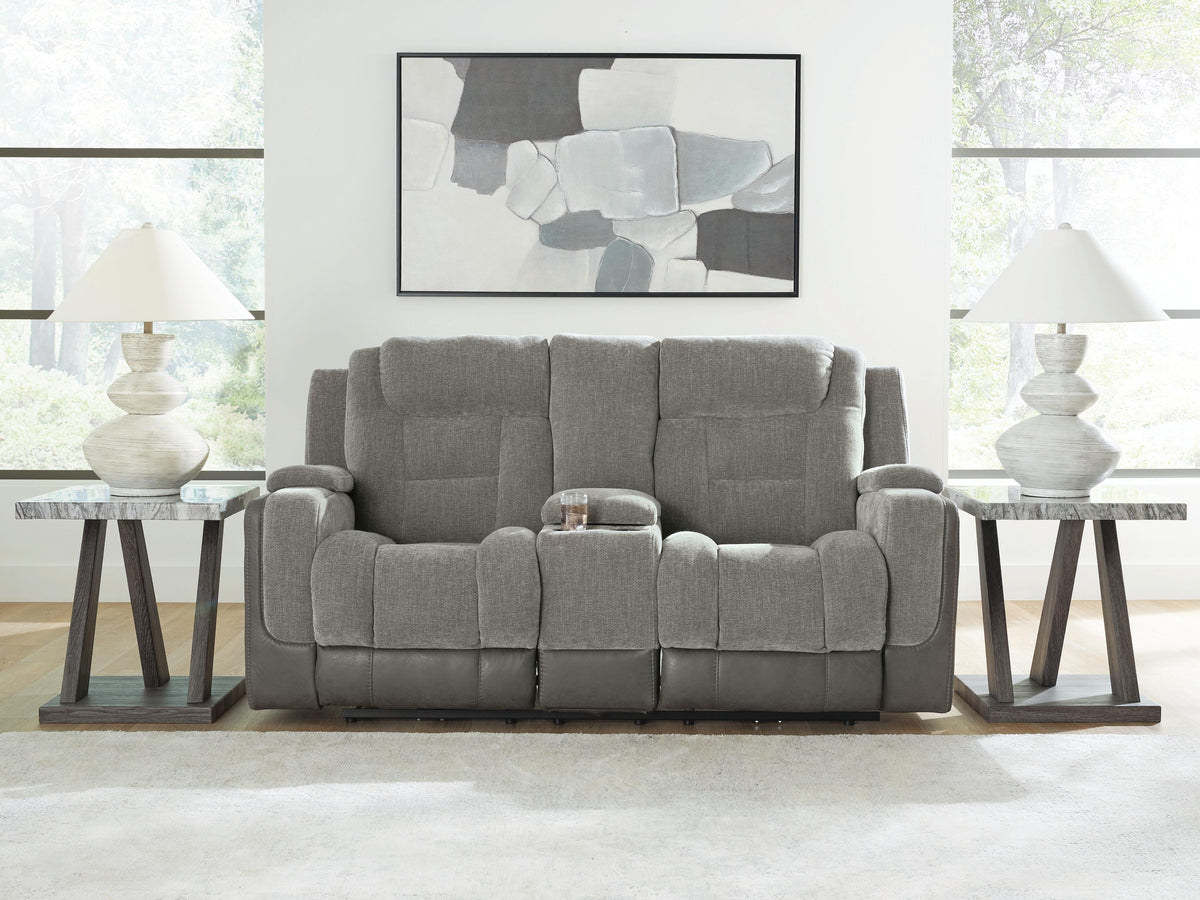 Mixed Motion Power Reclining Loveseat with Console
