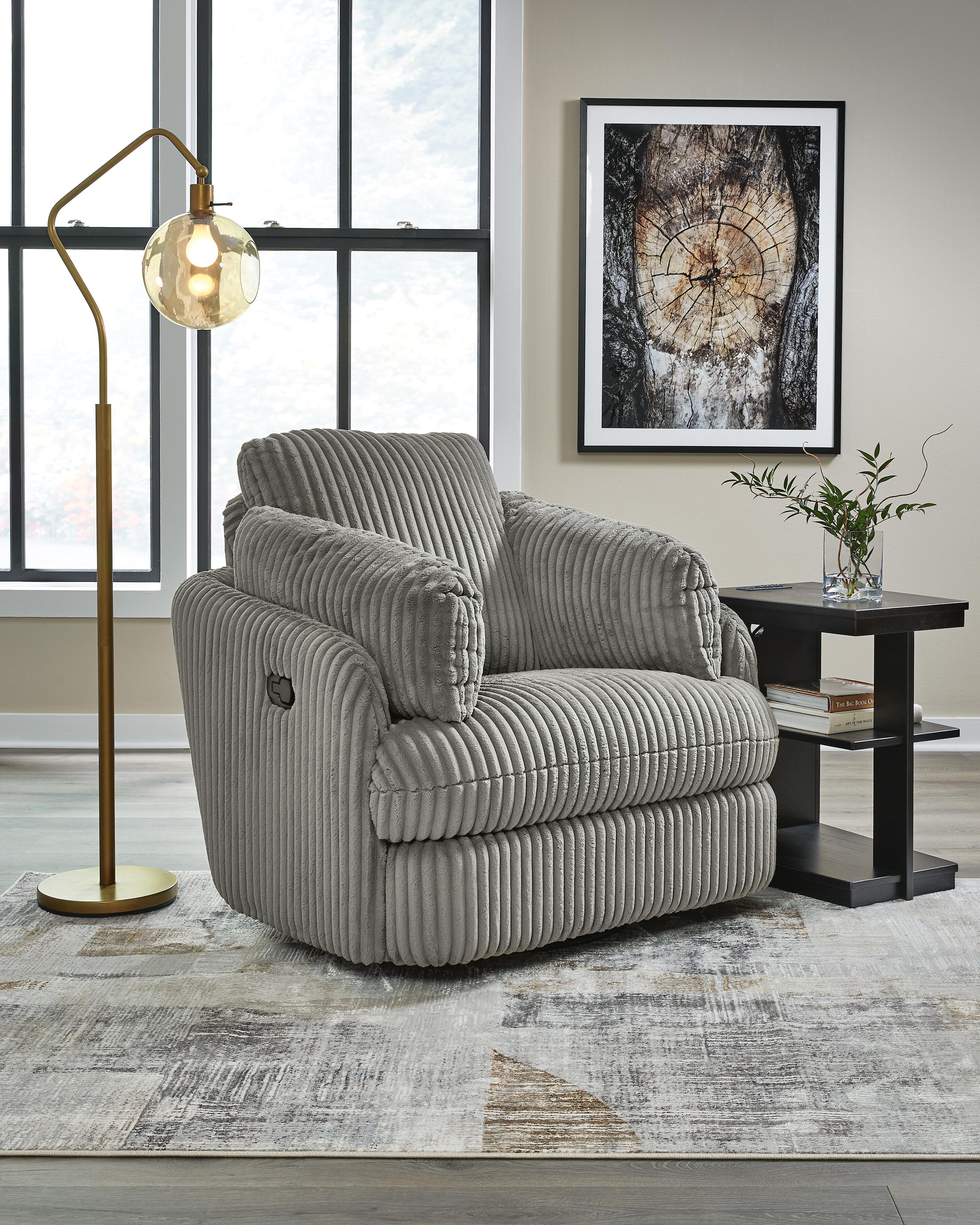 Tie-Breaker Swivel Glider Recliner (Black/Gray)