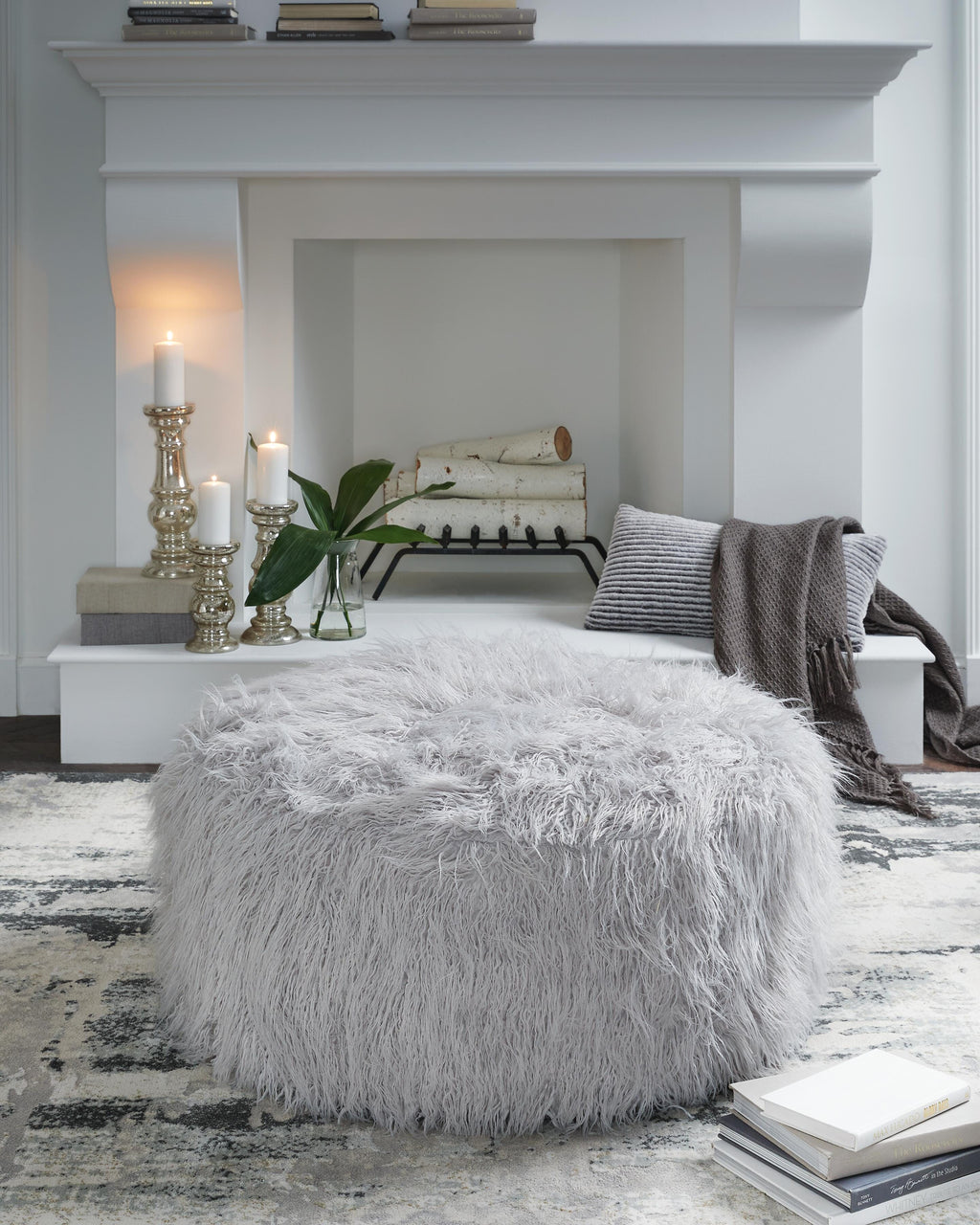 Galice Oversized Accent Ottoman (Black/Gray)