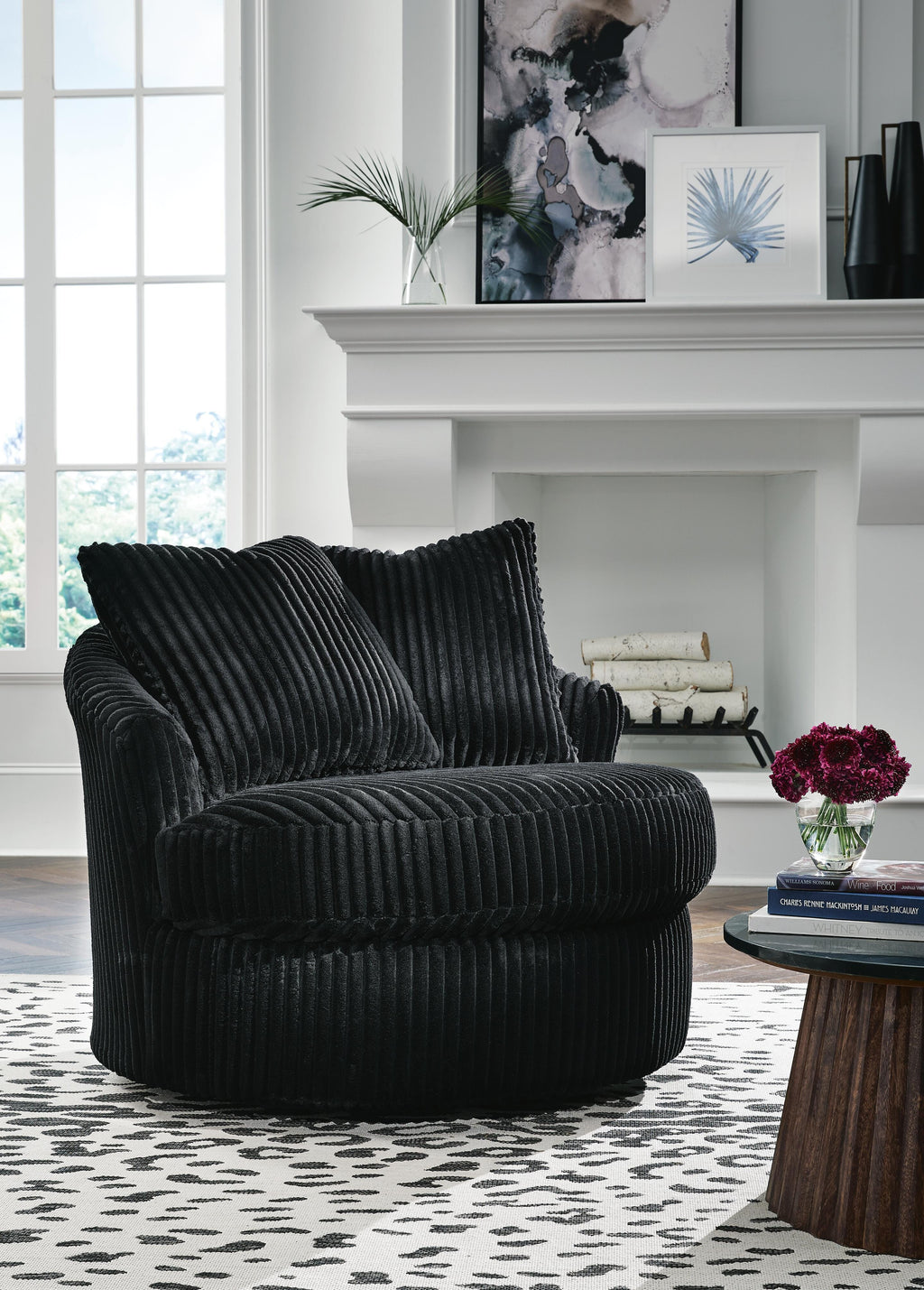 Gramwell Swivel Accent Chair (Black/Gray)