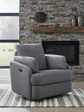 Alainmont Next-Gen Nuvella Swivel Power Recliner (Black/Gray)