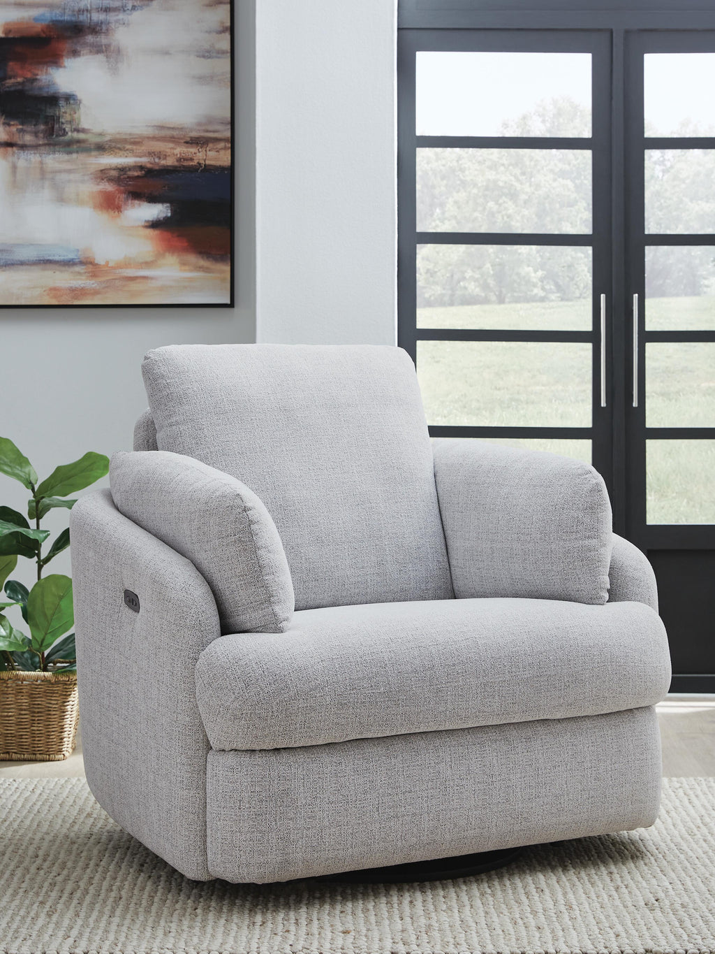 Alainmont Next-Gen Nuvella Swivel Power Recliner (White)