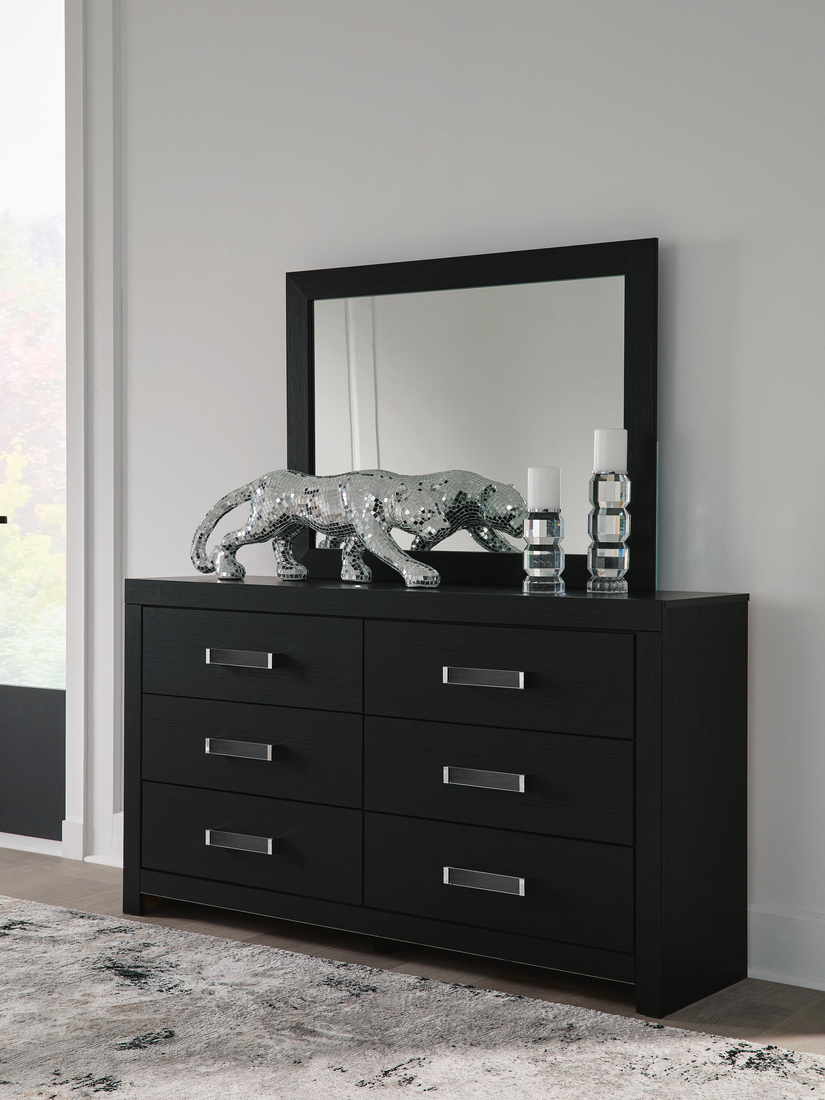 Maeling Dresser and Mirror (Black/Gray)