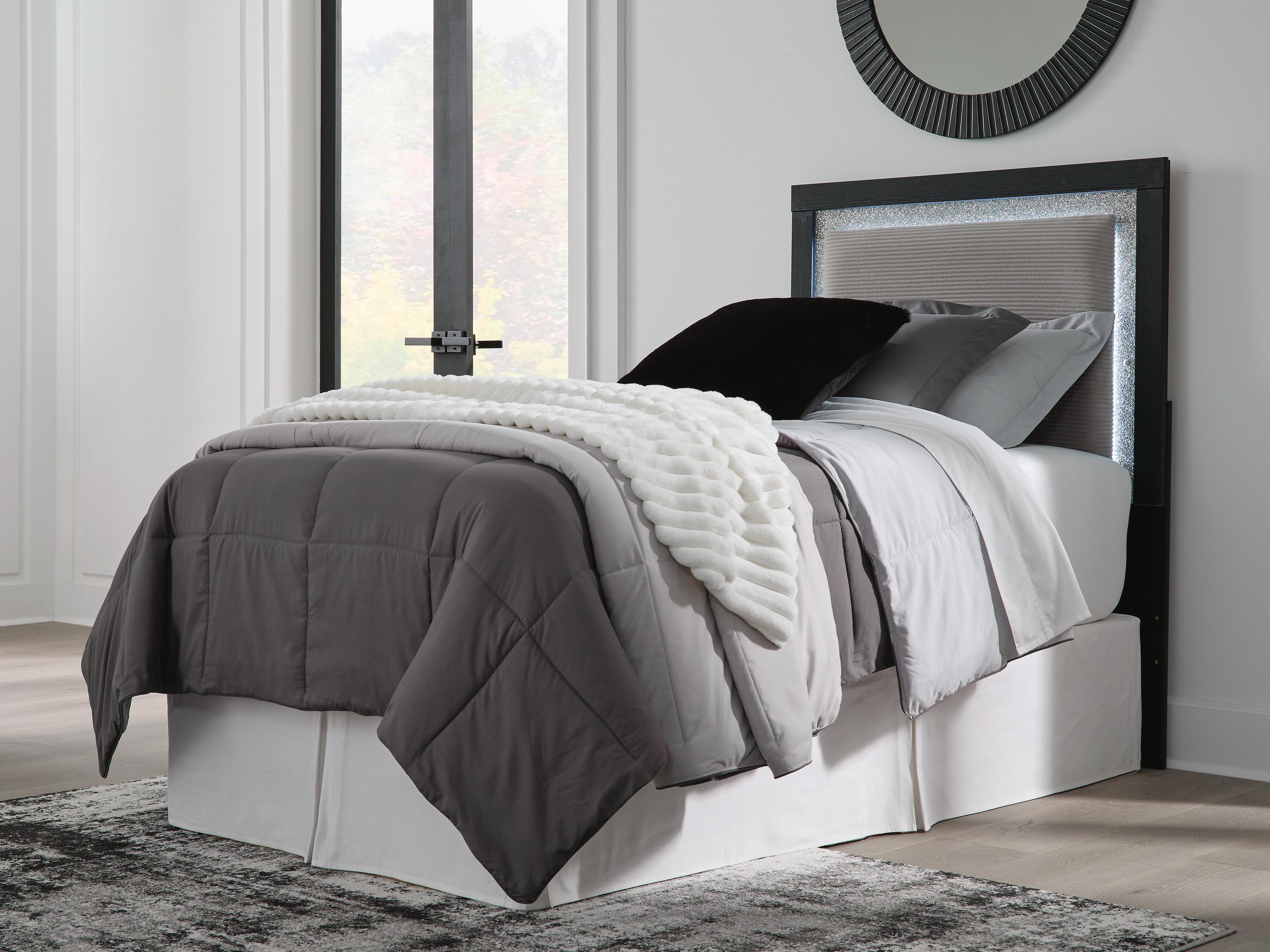 Maeling Upholstered Panel Headboard (Black/Gray)