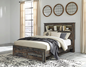 Drystan Bookcase Headboard (Brown/Beige)