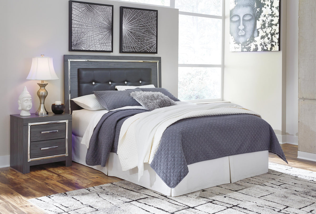 Lodanna Upholstered Panel Headboard (Black/Gray)