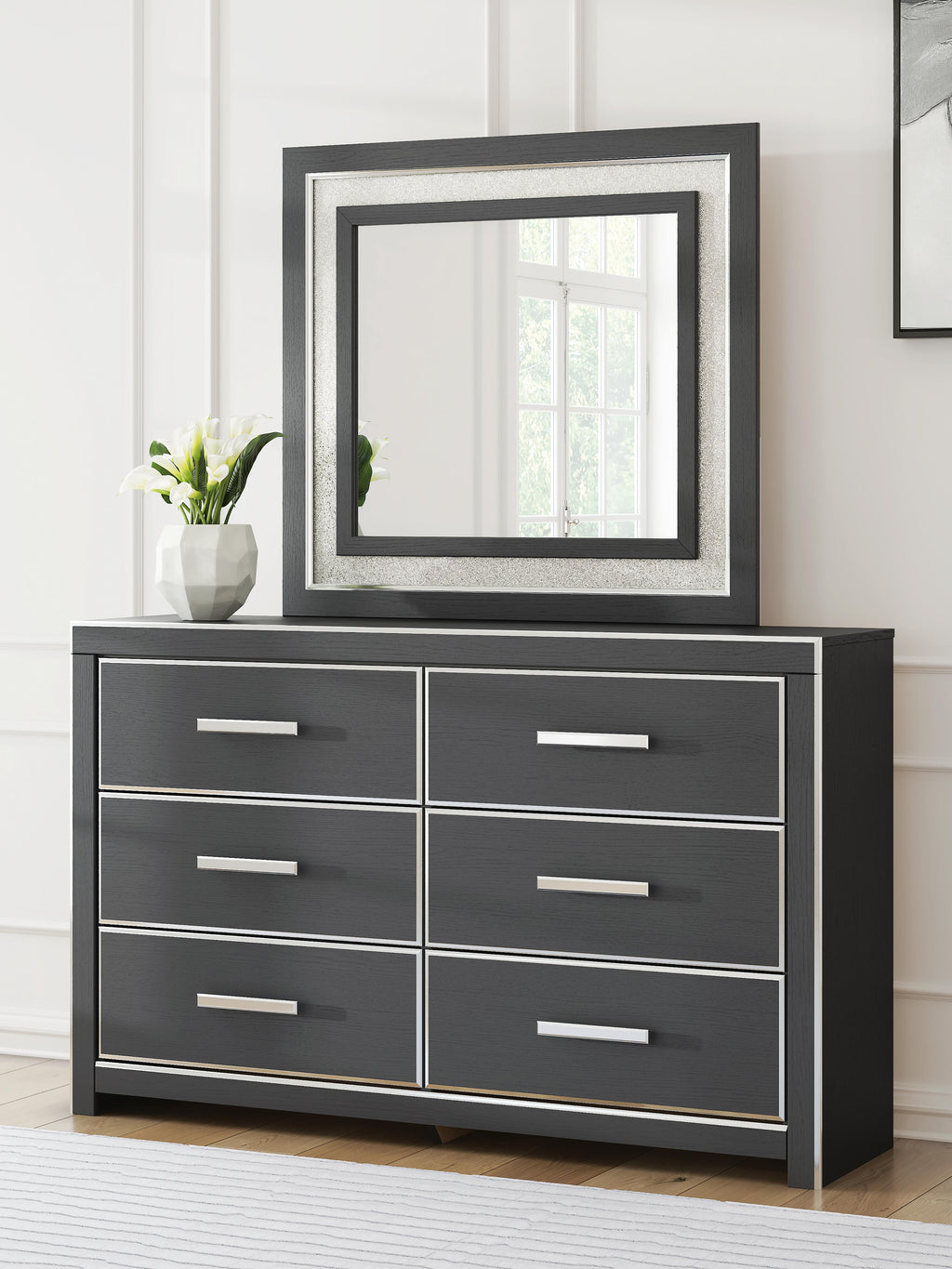 Zuraleus Dresser and Mirror (Black/Gray)