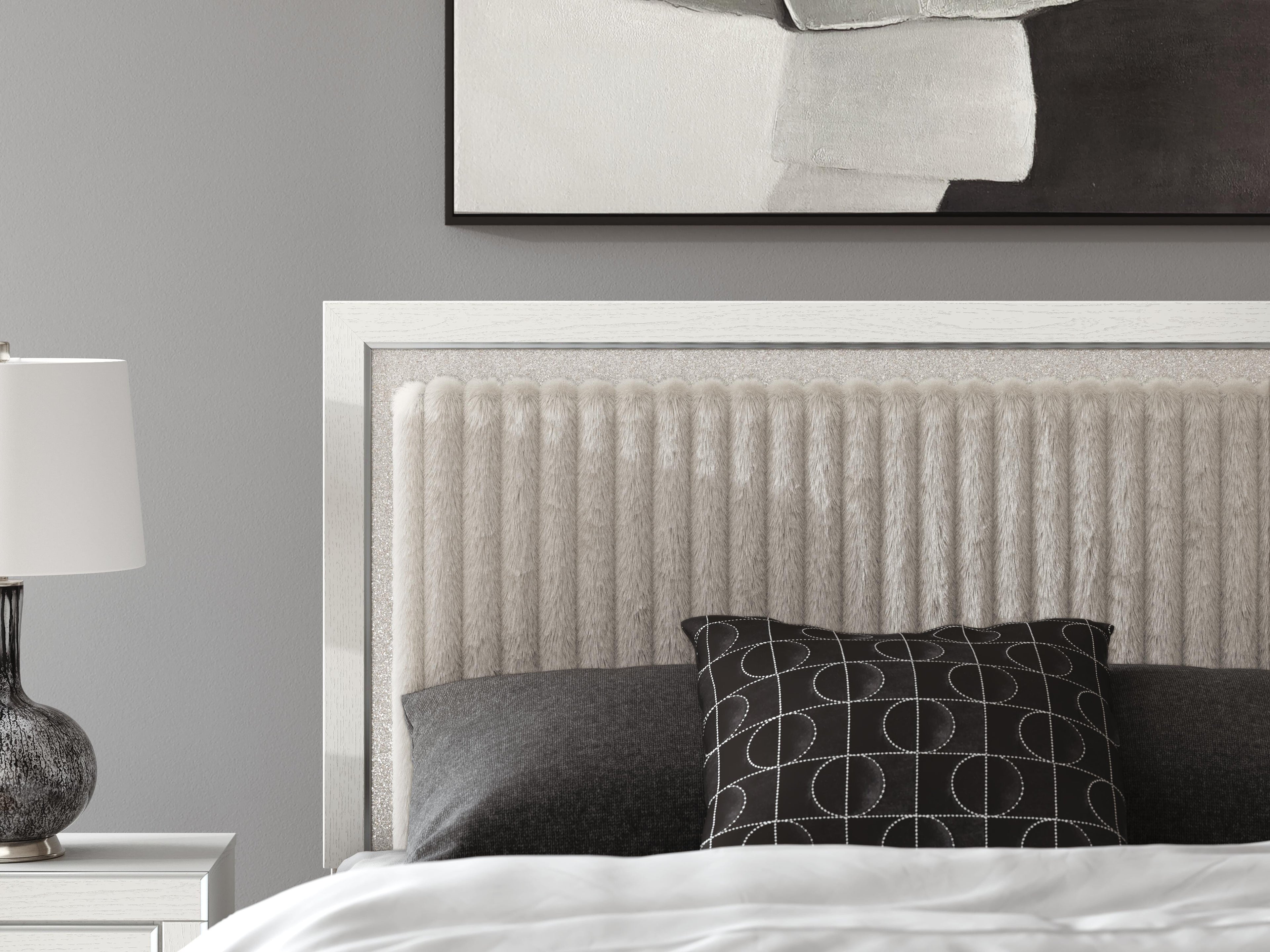 Zuraleus Upholstered Panel Headboard (White)