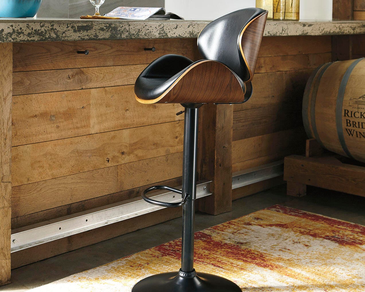 Bellatier Adjustable Height Bar Stool (Brown/Beige)