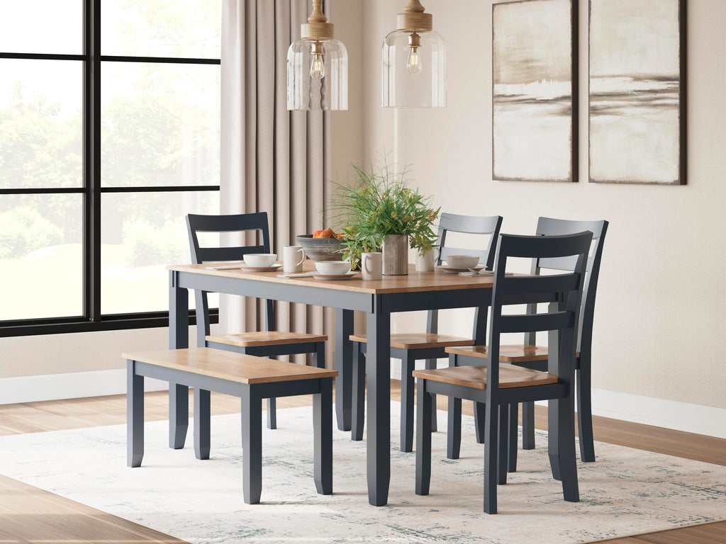Gesthaven Dining Table with 4 Chairs and Bench