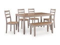 Harperfeld Dining Table and 4 Chairs and Bench (Set of 6)