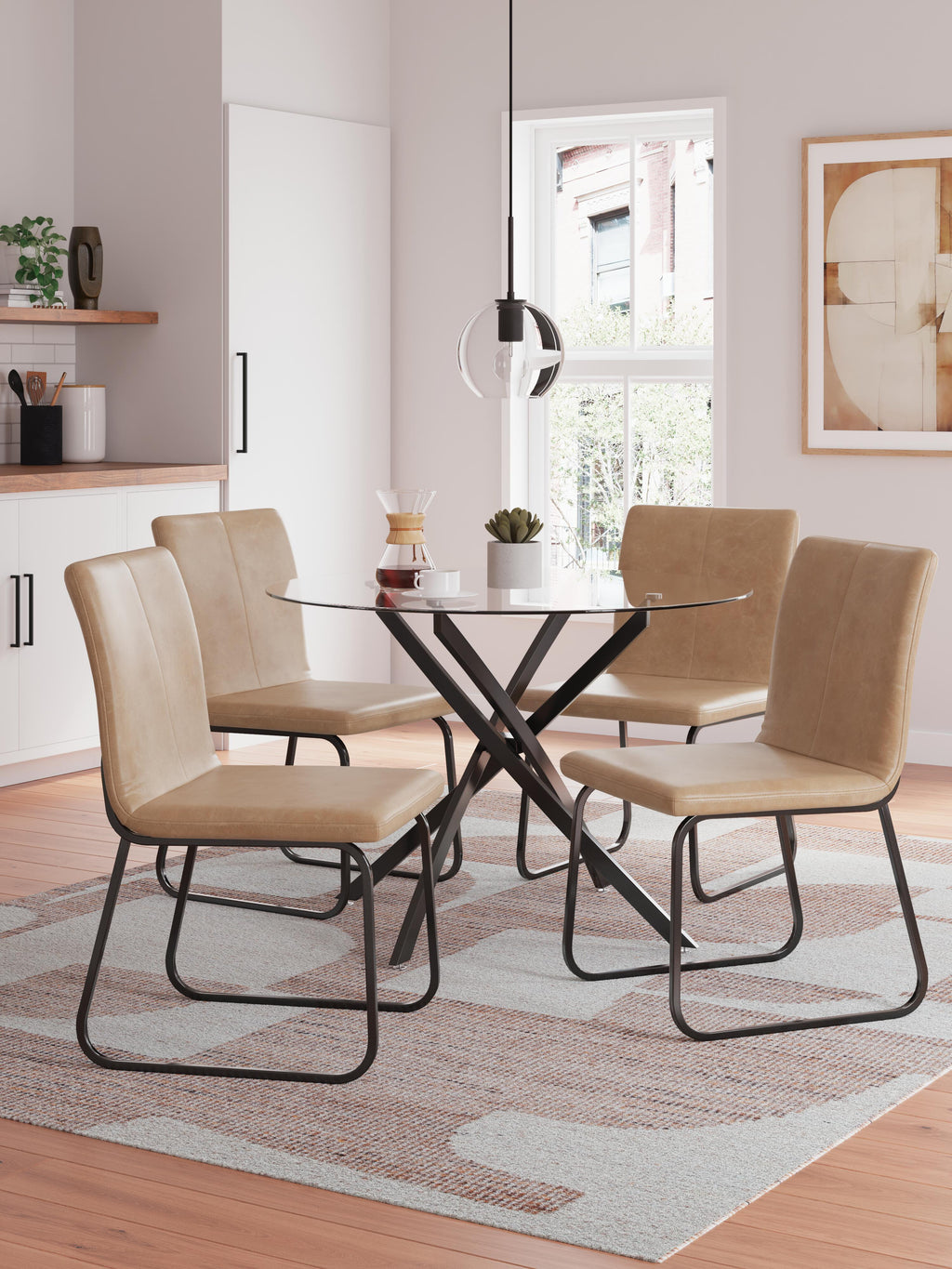 Pharwynn Dining Table and 4 Chairs (Set of 5)