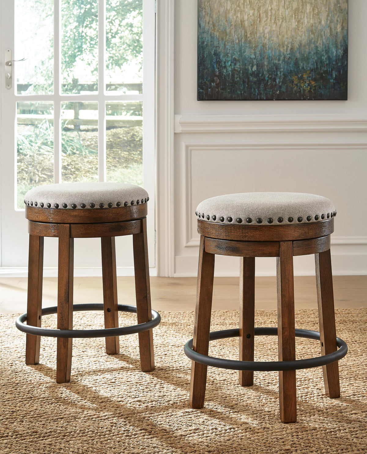 Valebeck Counter Height Stool (Beige/Brown)