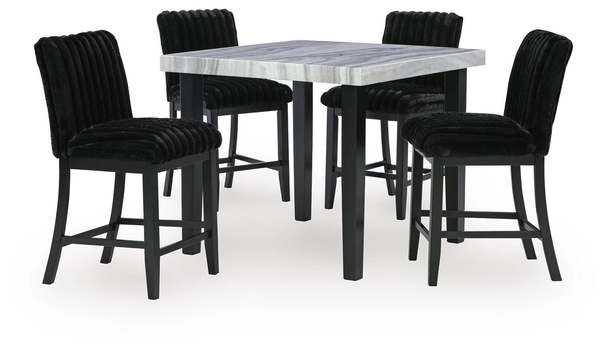 Mervannie Counter Height Dining Table and Barstools