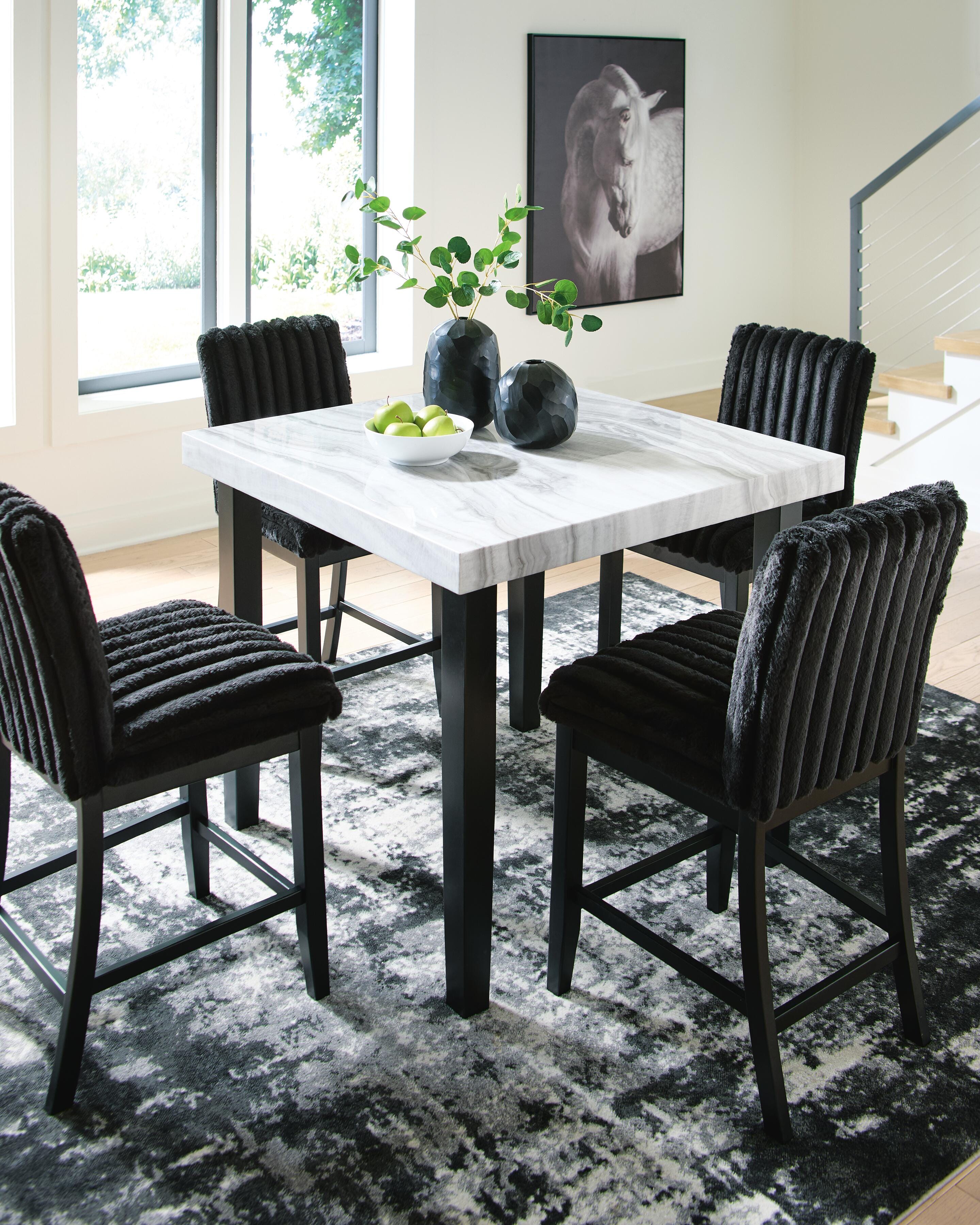 Mervannie Counter Height Dining Table and Barstools