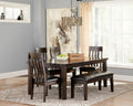 Haddigan Dining Table and 4 Chairs and Bench (Set of 6)