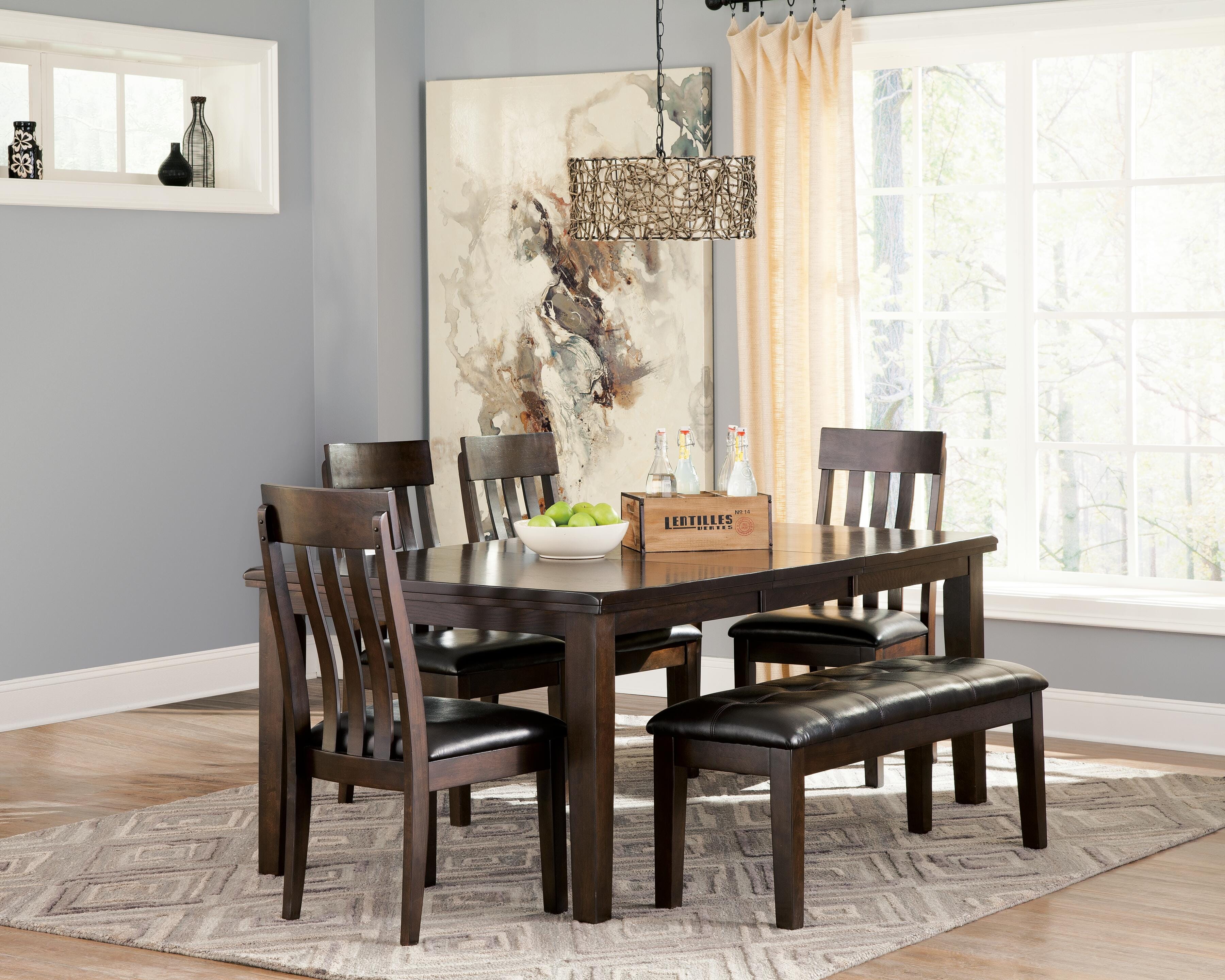 Haddigan Dining Table and 4 Chairs and Bench (Set of 6)