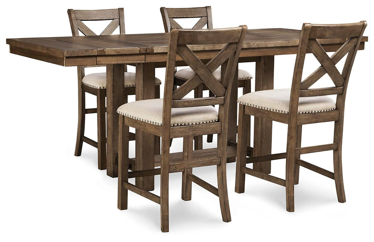 Moriville Counter Height Dining Table and 4 Barstools (Set of 5)