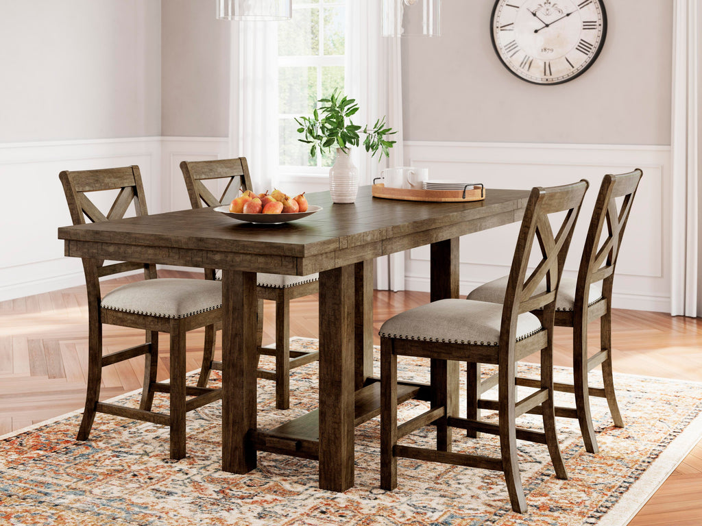 Moriville Counter Height Dining Table and 4 Barstools (Set of 5)