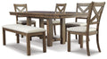 Moriville Dining Table and 4 Chairs and Bench (Set of 6)
