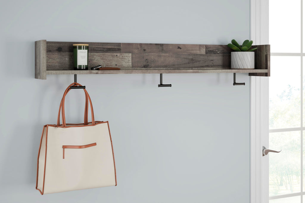 Neilsville Wall Mounted Coat Rack with Shelf (Black/Gray)