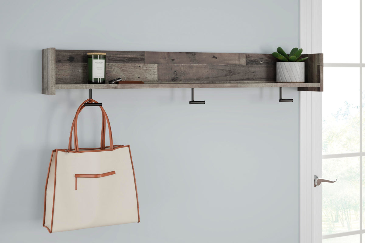 Neilsville Wall Mounted Coat Rack with Shelf (Black/Gray)