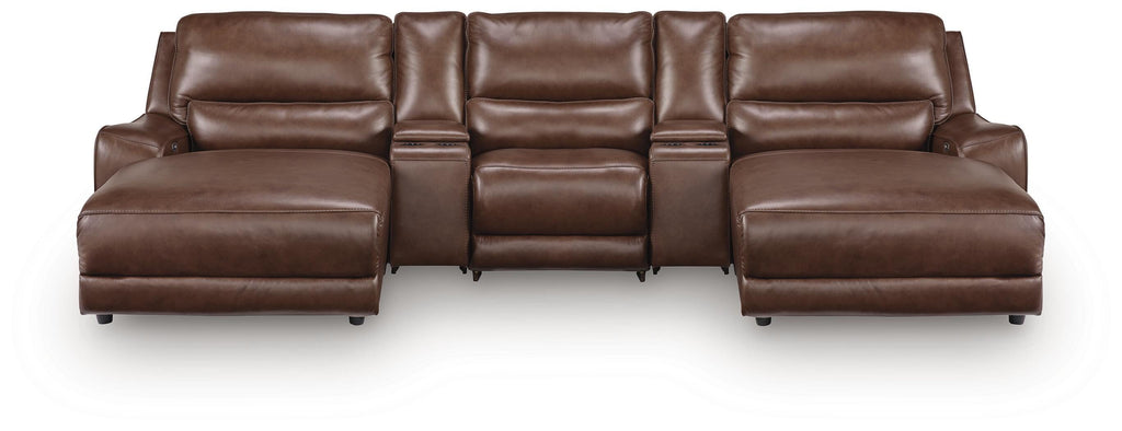 DeepWakes 5-Piece Reclining Sectional with Double Chaise and Storage Consoles