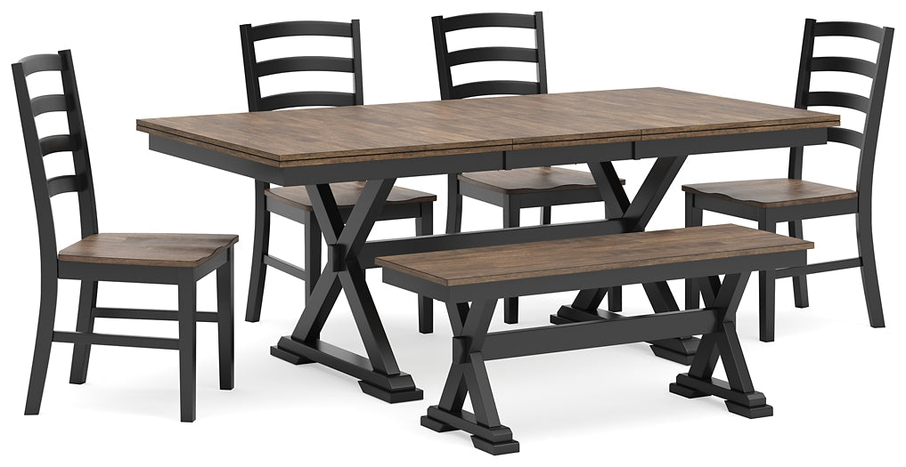 Wildenauer Dining Table and Chairs — Table, 4 Chairs and Bench
