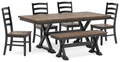 Wildenauer Dining Table and Chairs — Table, 4 Chairs and Bench
