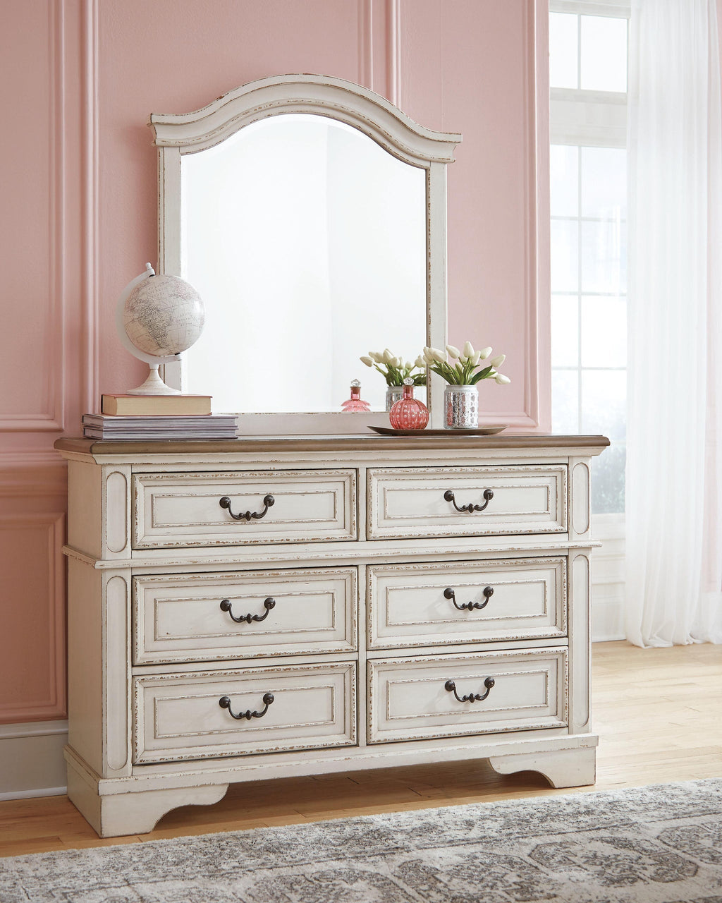 Realyn Dresser and Mirror (White)