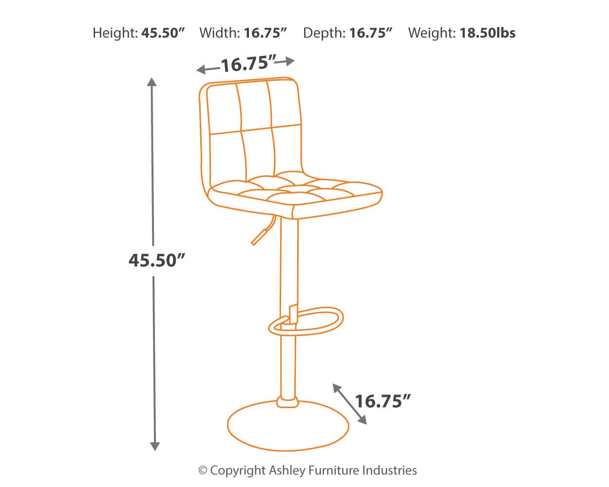 Bellatier Adjustable Height Bar Stool (White)