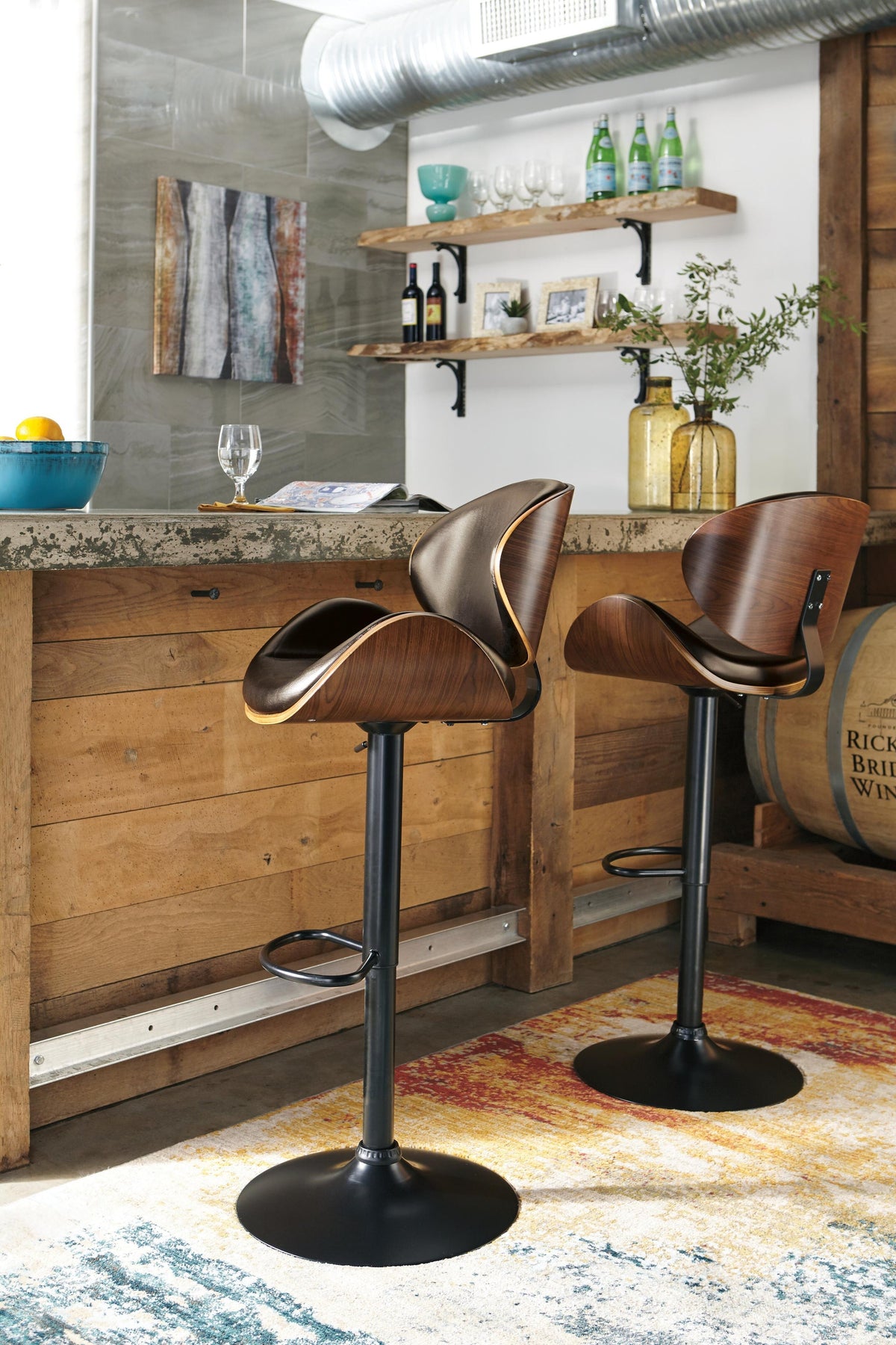 Bellatier Adjustable Height Bar Stool (Brown/Beige)
