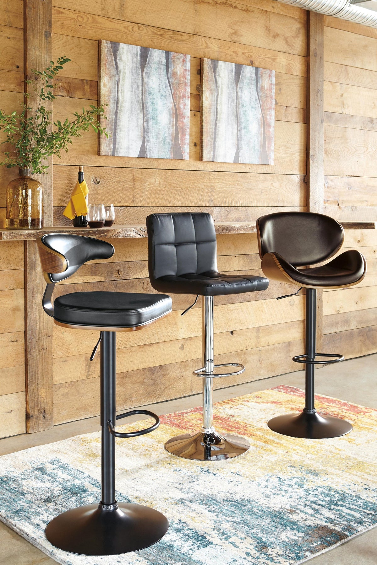 Bellatier Adjustable Height Bar Stool (Brown/Beige)