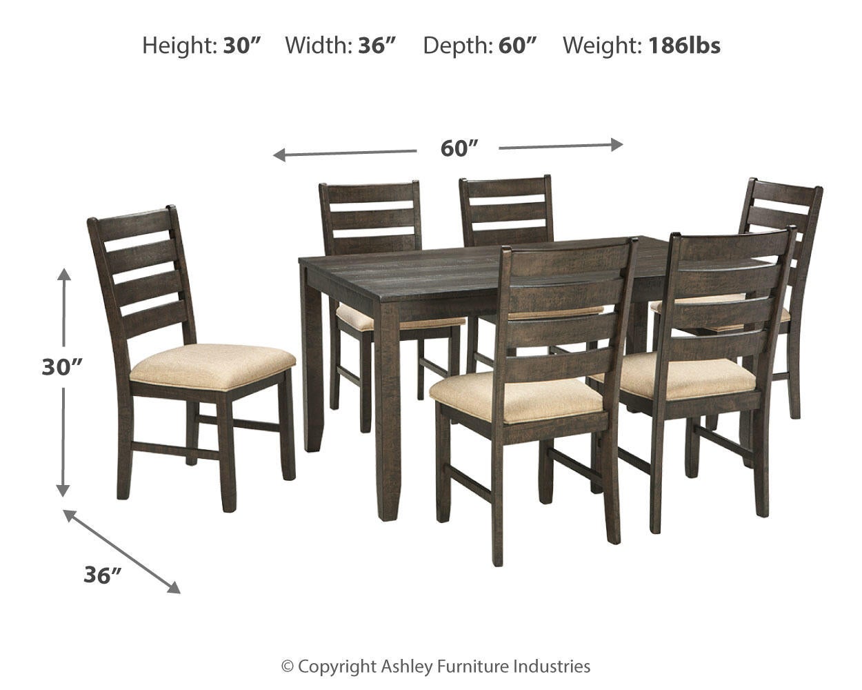 Rokane Dining Table and Chairs (Set of 7)