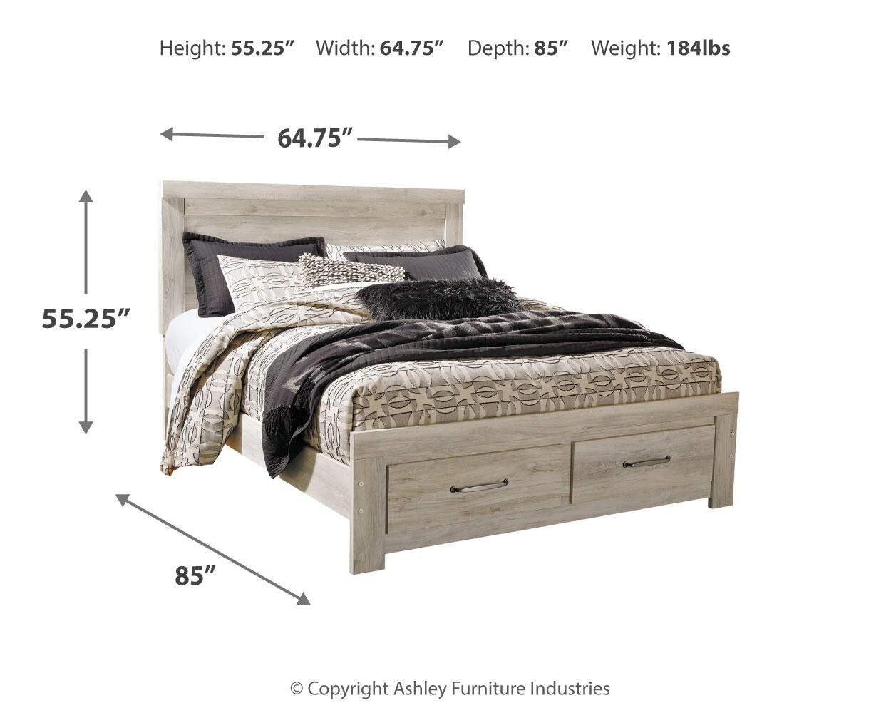 Bellaby Platform Bed with 2 Storage Drawers