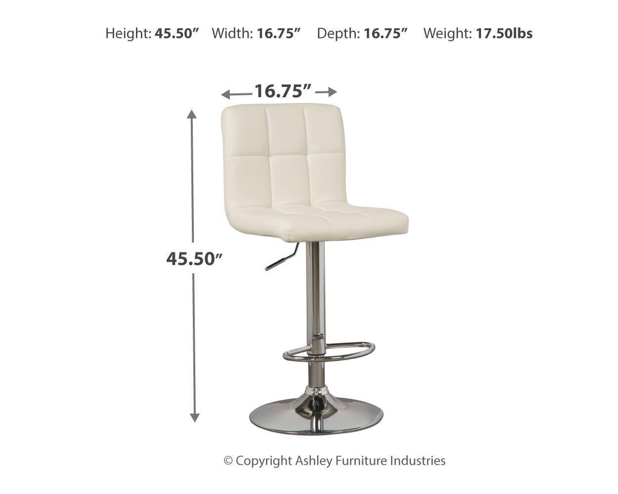 Bellatier Adjustable Height Bar Stool (White)