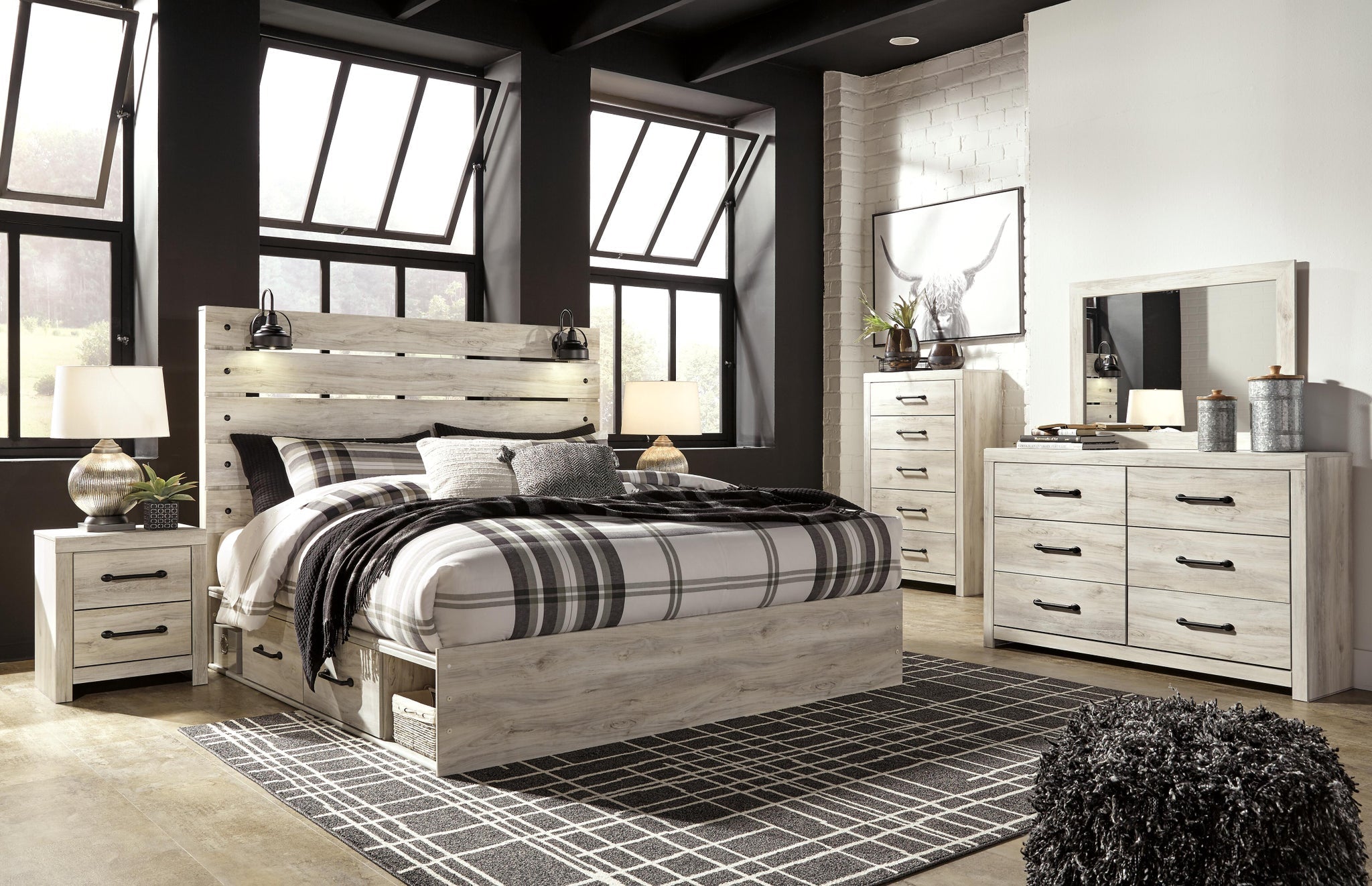 Cambeck Panel Bed with 4 Storage Drawers