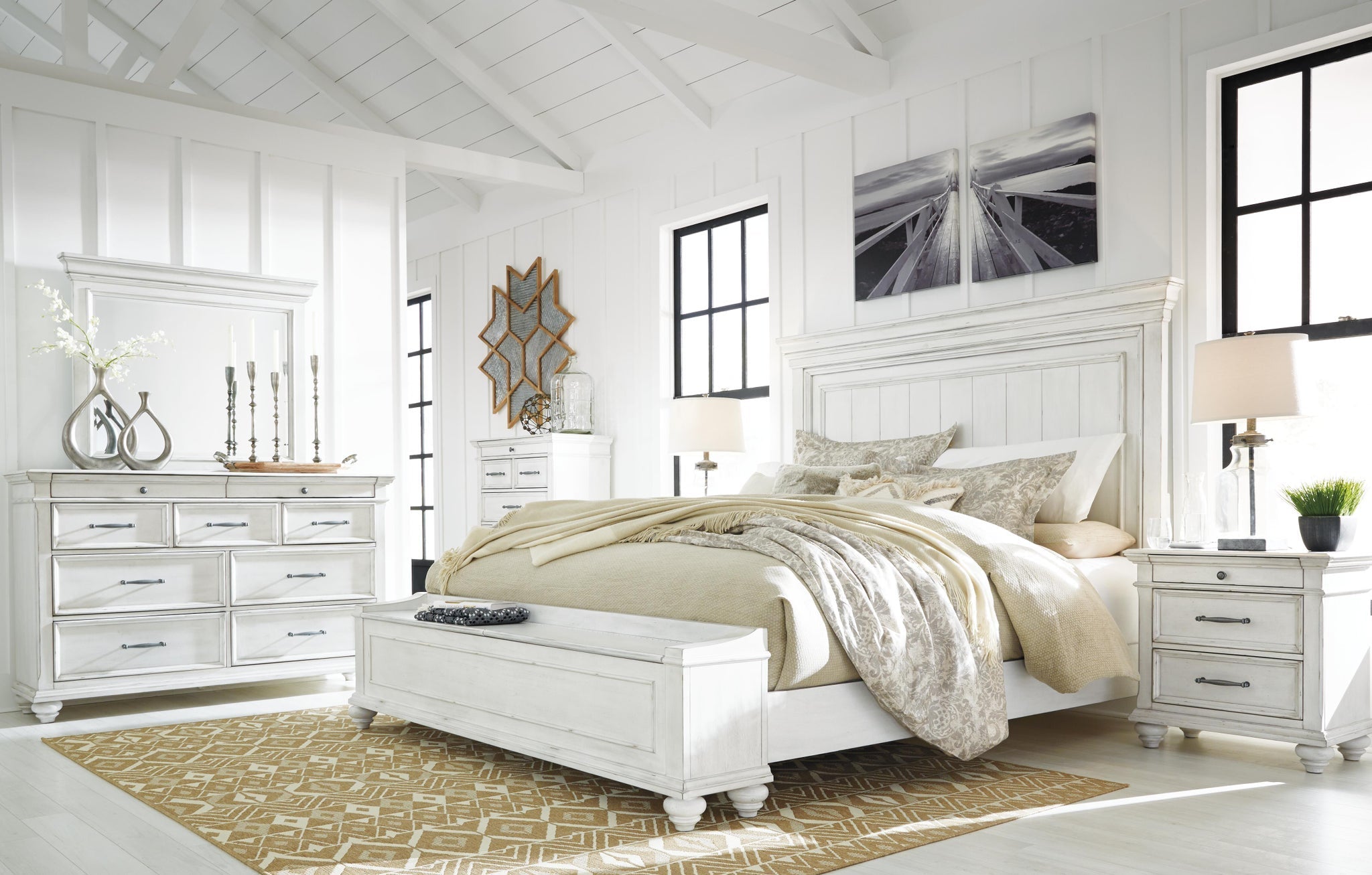 Kanwyn Panel Bed with Storage Bench