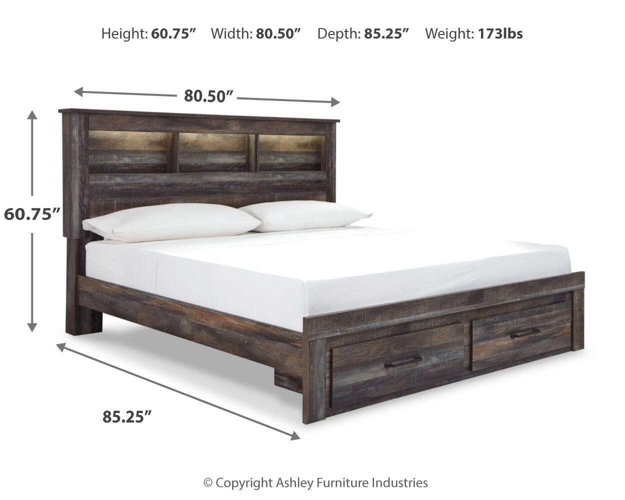 Drystan Bookcase Bed with 2 Storage Drawers