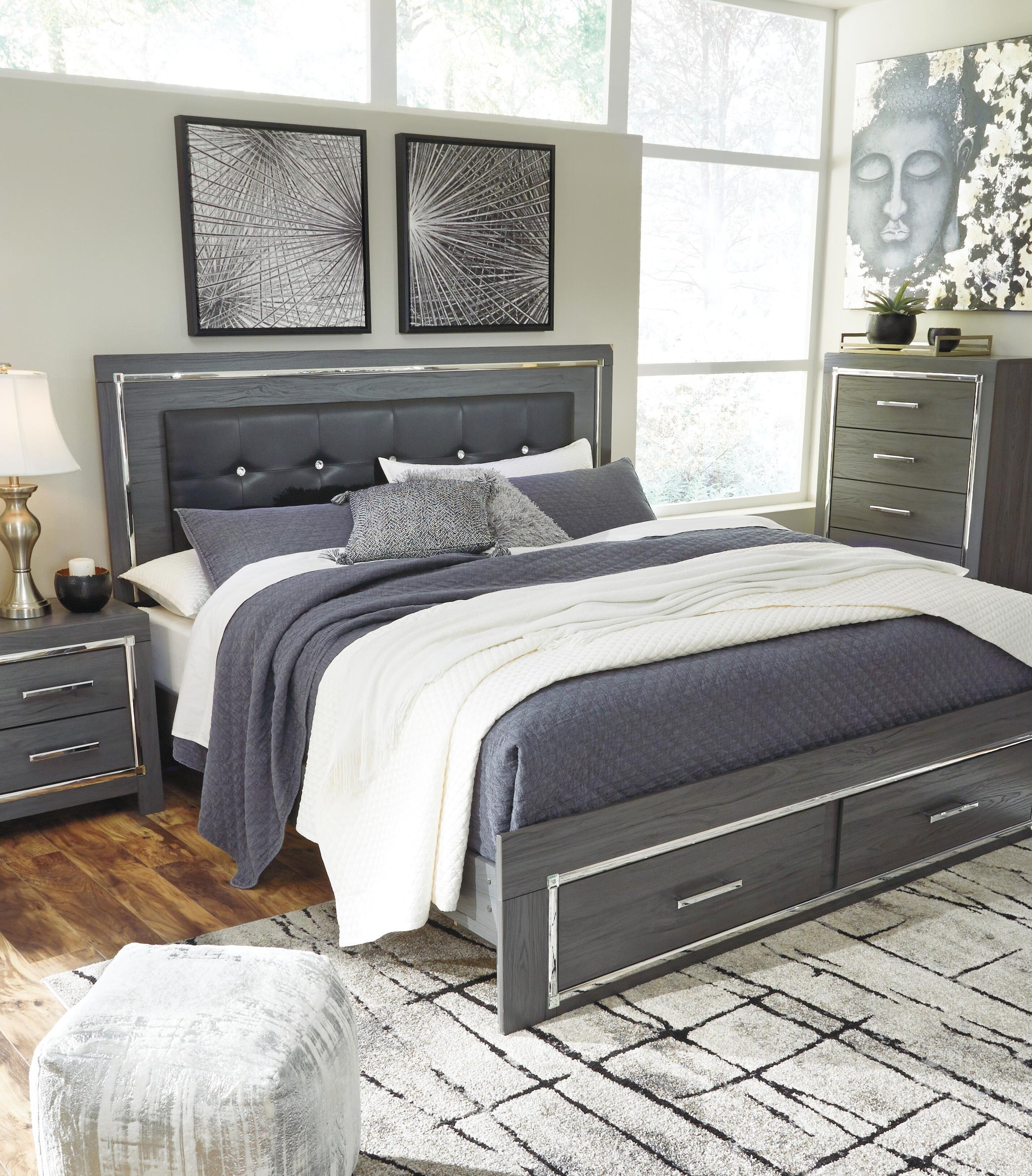 Lodanna Panel Bed with 2 Storage Drawers
