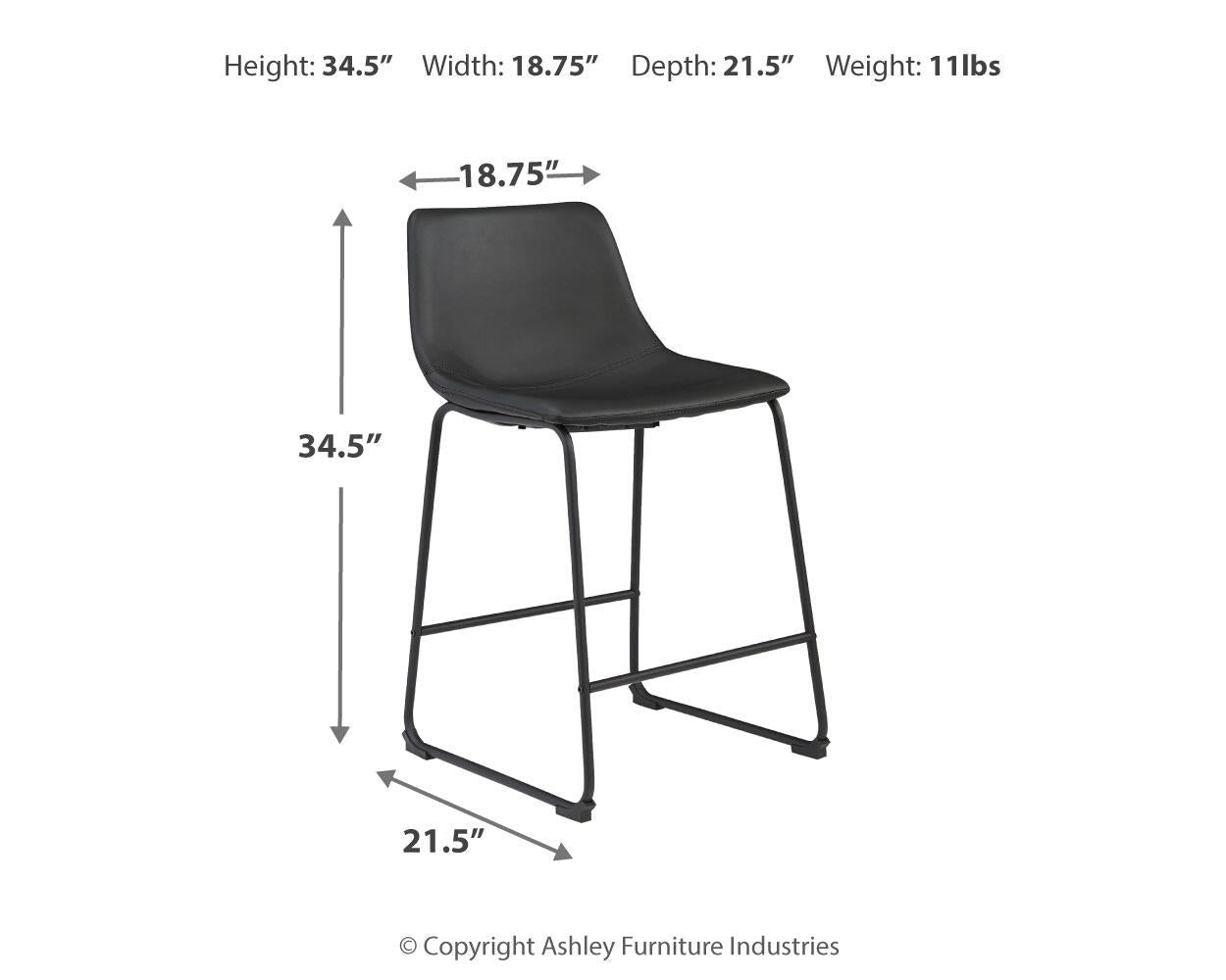 Centiar Pub Height Bar Stool (Black/Gray)