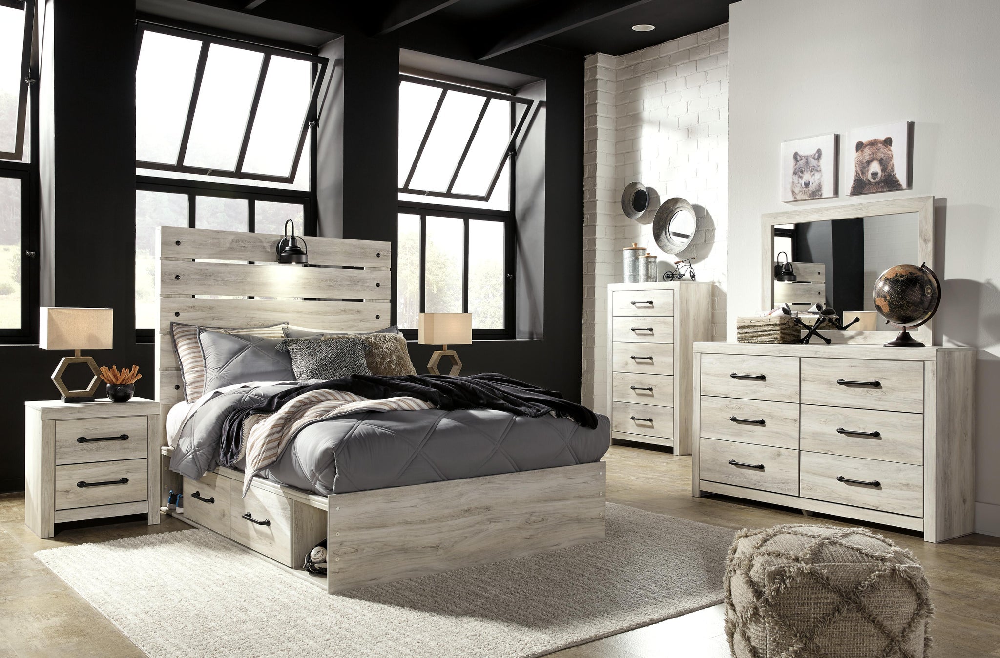 Cambeck Panel Bed with 2 Storage Drawers