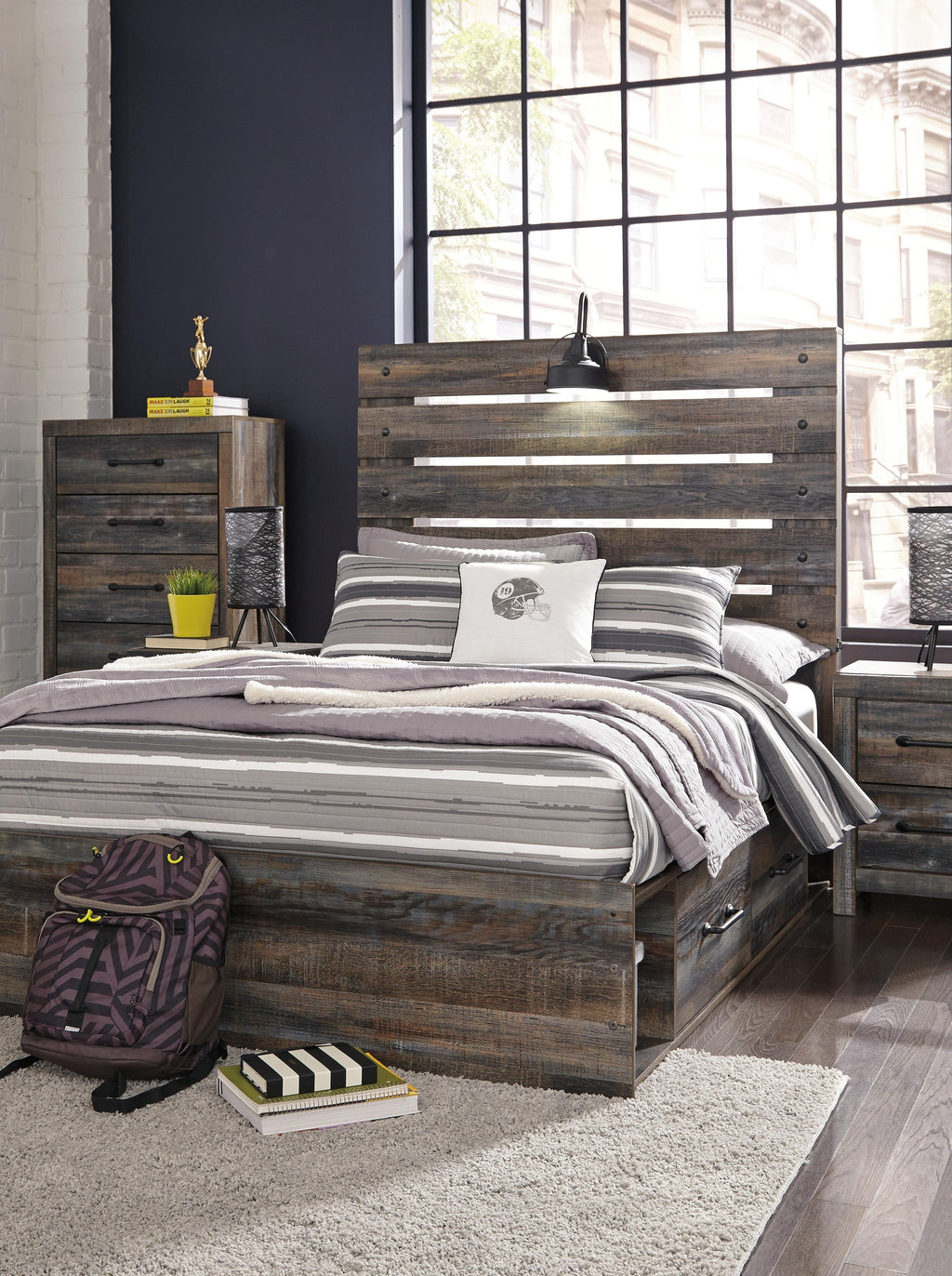 Drystan Panel Bed with 2 Storage Drawers