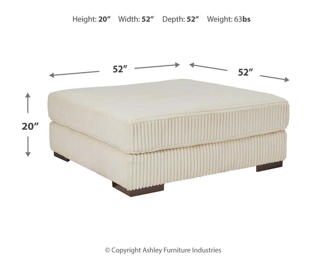 Lindyn Oversized Accent Ottoman (Black/Gray)