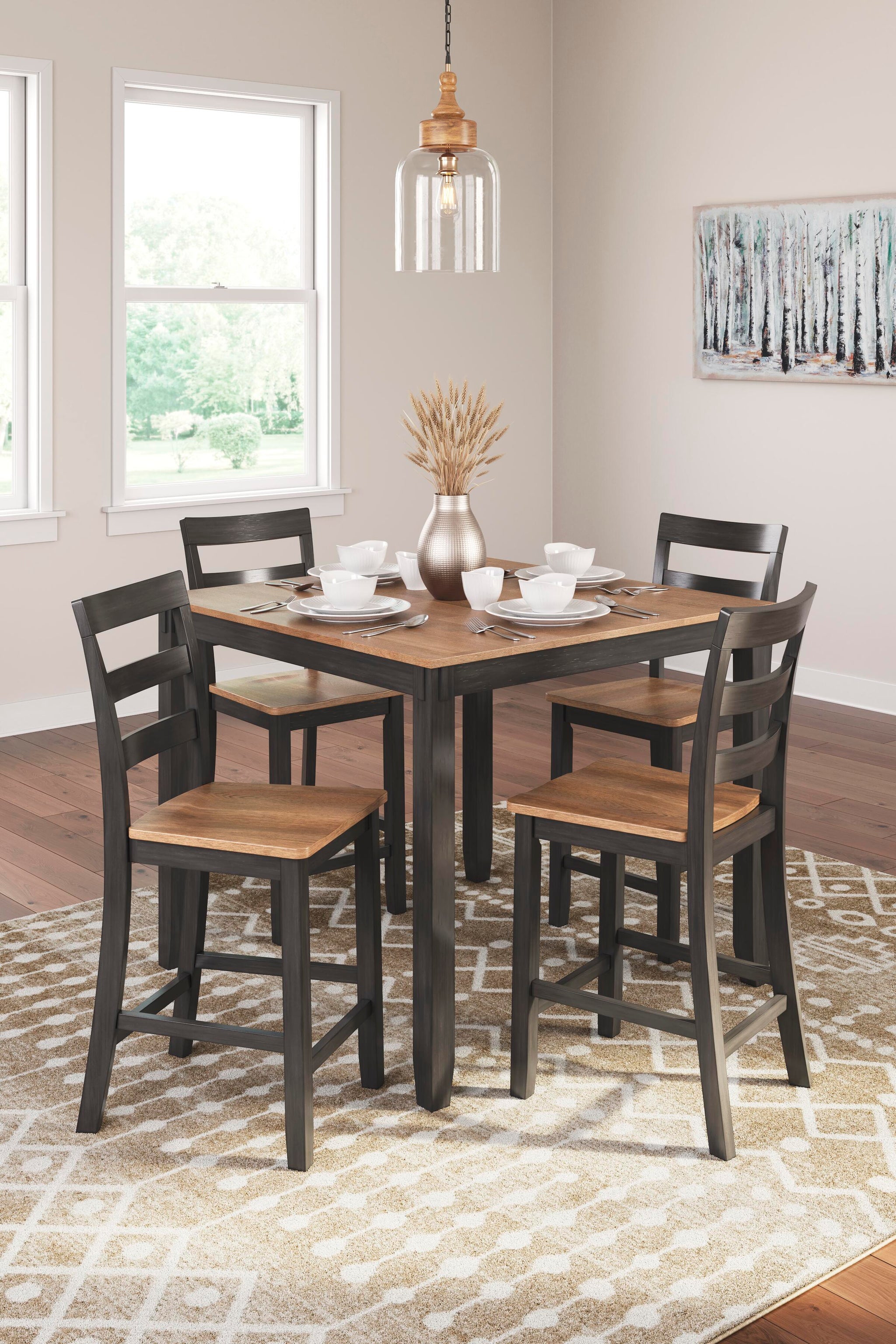 Gesthaven Counter Height Dining Table and 4 Barstools